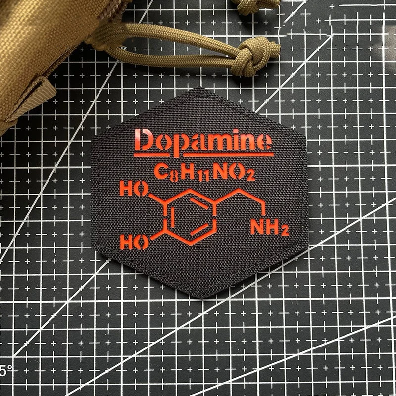 Допамин HO NH2 светящаяся молекула нашивка из нейлона серотонин кофеин химические