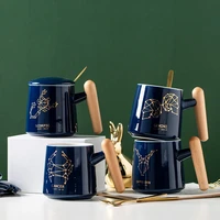 ceramic mug with cover design wooden handle water cup boys twelve constellations gift box creative ceramic cup