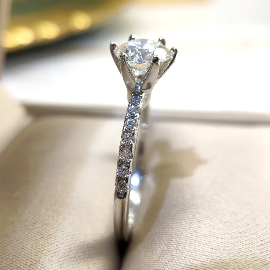 Luomansi 100%-S925 серебро 18K Withe золото кольцо 1 карат муассанит кольца обручальные