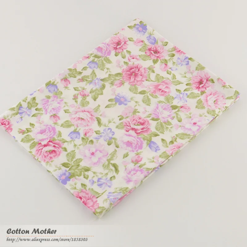 100% хлопчатобумажная саржевая Ткань для шитья розовые розы цветочные ткани