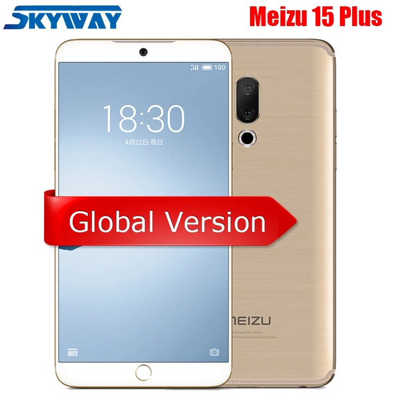Телефон Meizu 15 Plus с глобальным ПО 4G LTE 6 ГБ+64 ГБ 128 Exynos 8895 восемь ядер 5 95 дюймовый