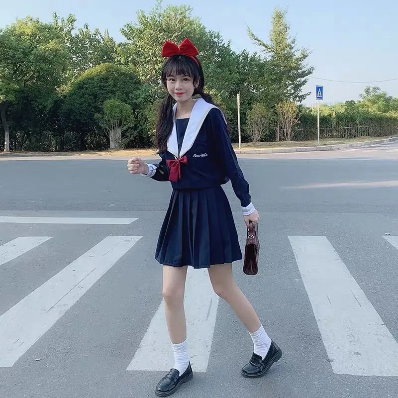 Осень 2021 японская школьная форма для девочек милые длинные матросские топы