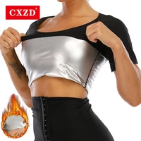 cxzd women sauna shaper shirt thermo sweat tank top slimming women shapewear waist trainer corset gym fitness hot workout shirts