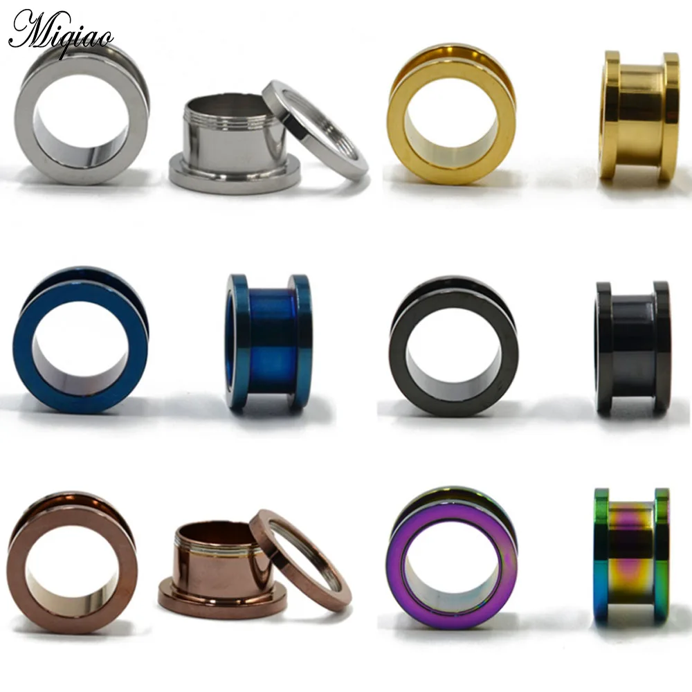 

Miqiao 2pc Piercing Ear Expander Jewelry 6 Colors 316L Stainless Steel Electroplated Pulley Earrings External Thread Earrings