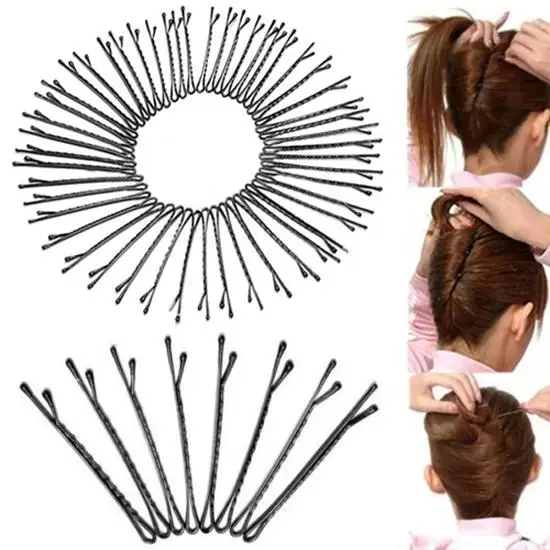 

60 Pcs Metal Invisible Waved Hair Clips Bobby Salon Pins Barrette Grip Hairpins Barrette Black Lady Accessories