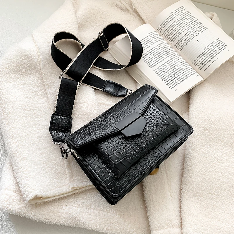 

2021 new style mini handbag ladies fashion small bag simple style shoulder bag retro wide shoulder strap messenger bag wallet