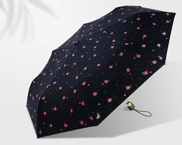 

Cute Small Automatic Umbrella Folding Umbrella Black Plastic Sun Umbrella Mini Guarda Chuva Christmas Gift Rain Gear L