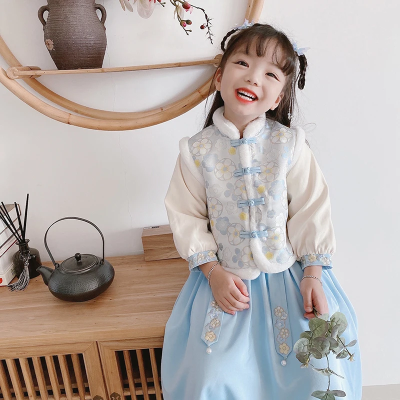 Традиционные китайские костюмы Hanfu для девочек старинный ретро костюм Тан новый