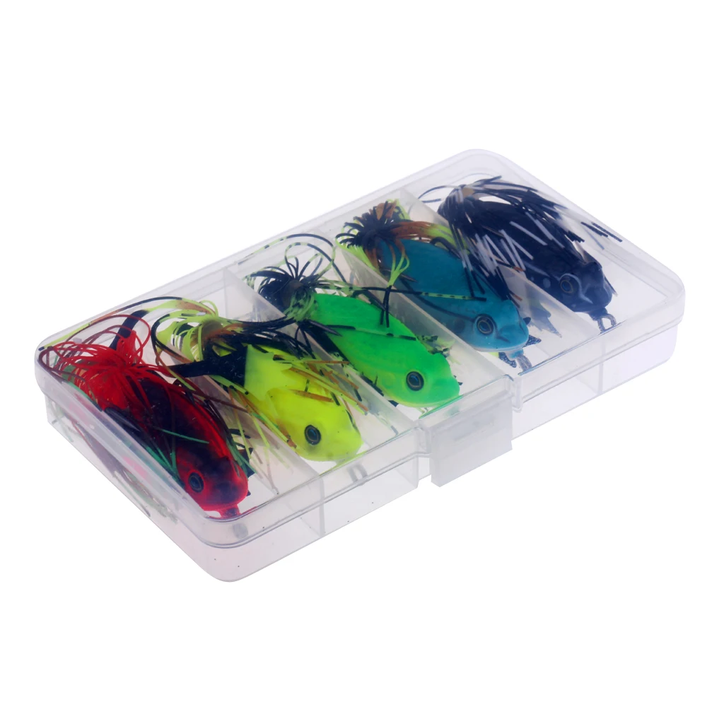 5 шт. приманки для рыбалки в форме лягушки мягкие с нитками юбки | Спорт и