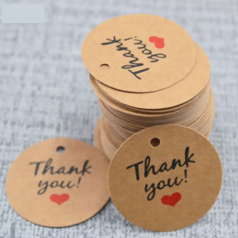 

100pcs Kraft Paper Tag Lable Gift Packaging After Sale Thank You Card Tags Craft Scrapbooking Lables Wedding Favor Box Decor