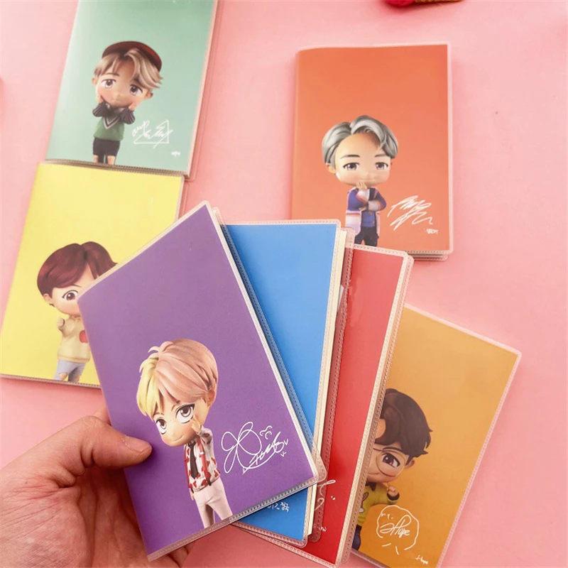 

KPOP Bangtan Boys Cartoon Character PVC Waterproof Cover Notebook Notepad JIMIN Jung Kook V Diary Book For School Supplies B96