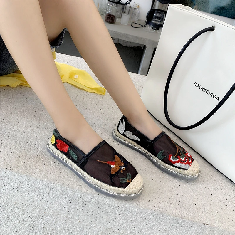 Эспадрильи женская обувь из пеньковой ткани на плоской подошве с круглым носком