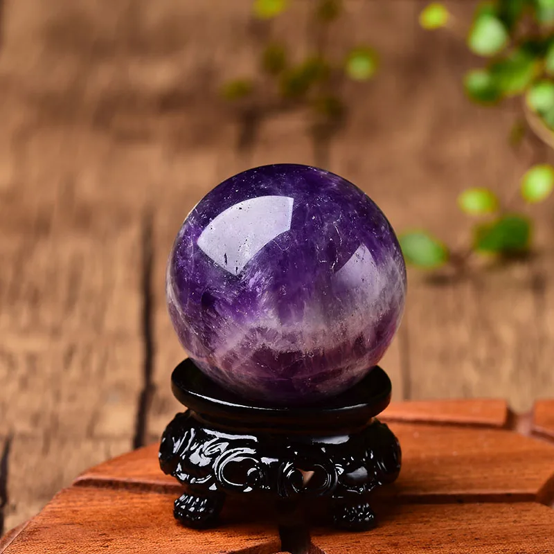 

Home Decoration Natural Dream Amethyst Ball Polished Globe Massaging Ball Reiki Healing Stone Exquisite Collect Souvenirs Gift