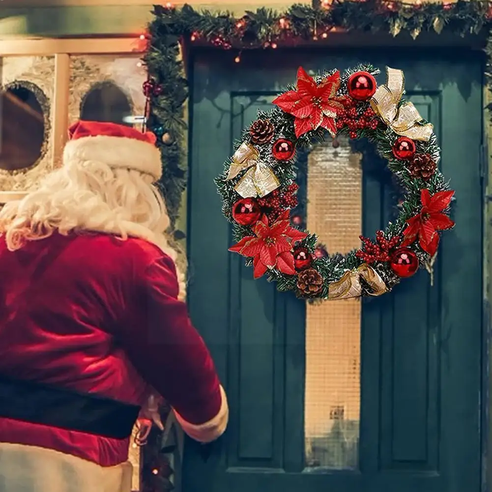 

Handmade Christmas Ornaments 40cm Rattan Wreath Christmas Mall Wreath Merry Decorations Christmas Home Decoration Z1b0