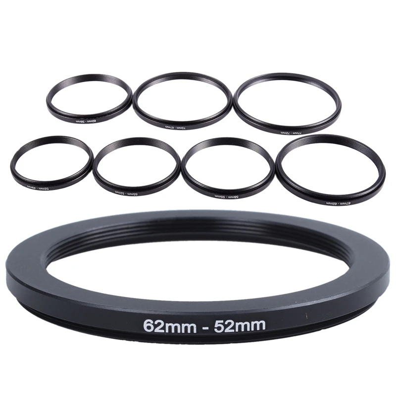 

1X 62Mm-52Mm 62Mm To 52Mm Black Step Down Ring Adapter & 7X Filter Adapter Camera Lens Filter Step Down Ring Adapter