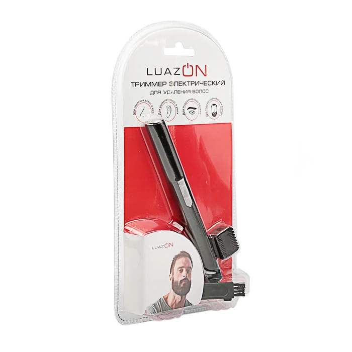 Триммер электрический д/удаления волос LuazON LEP-06 1*ААА (не в компл) кисточка черный