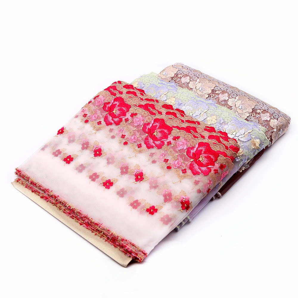 3 цвета темно красная Изысканная вышитая Цветочная кружевная отделка