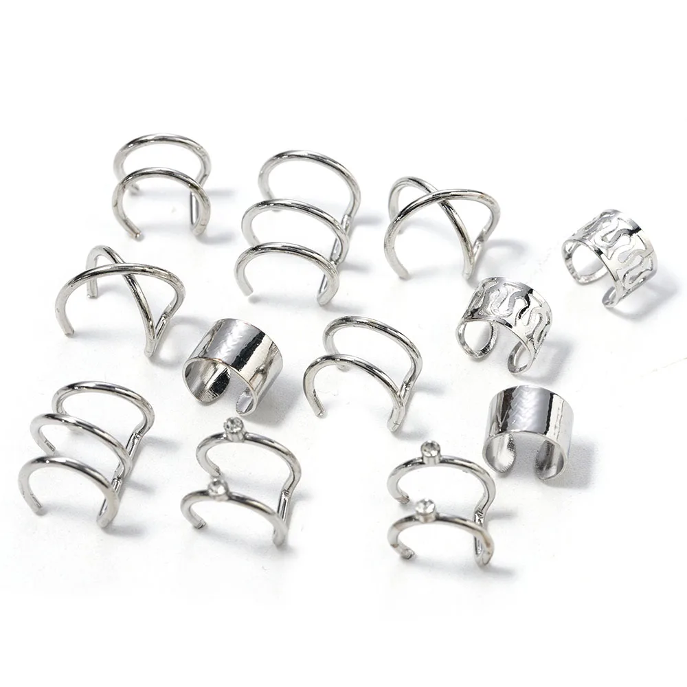 

12pcs/set Fashion Ears Clip on Earrings Without Pierced Ears Female Valentine Gift for Friend Stud Earrings Jewelry for Women