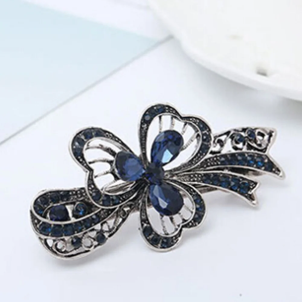 

4pcs Retro Hair Clip Bowknot Crystal Flower Shaped Hair Pin Hair Accessories for Girls4+8+15+17