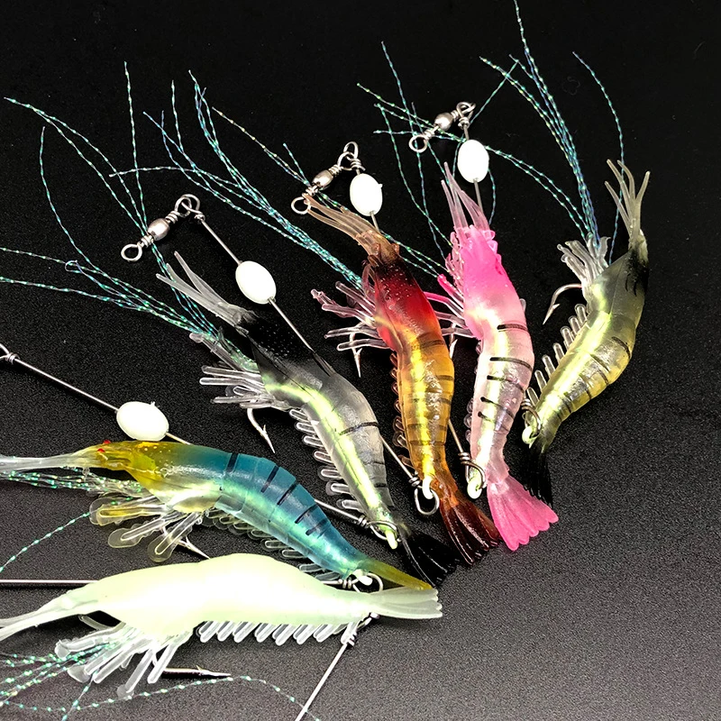 

Soft Luminous Shrimp Lure 5Pcs Artificial Silicone Bait With Set Fishing Tackle Luminous Mouth Fishing Tackle