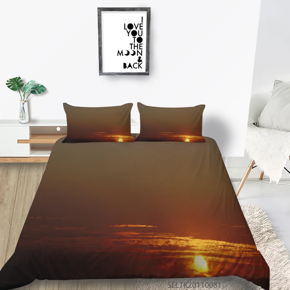 

Sunshine 3D Bedding Sets King Size Duvet Cover Set Golden Sunset Print Quilt Cover Bed Cover Pillowcase For Kids Children