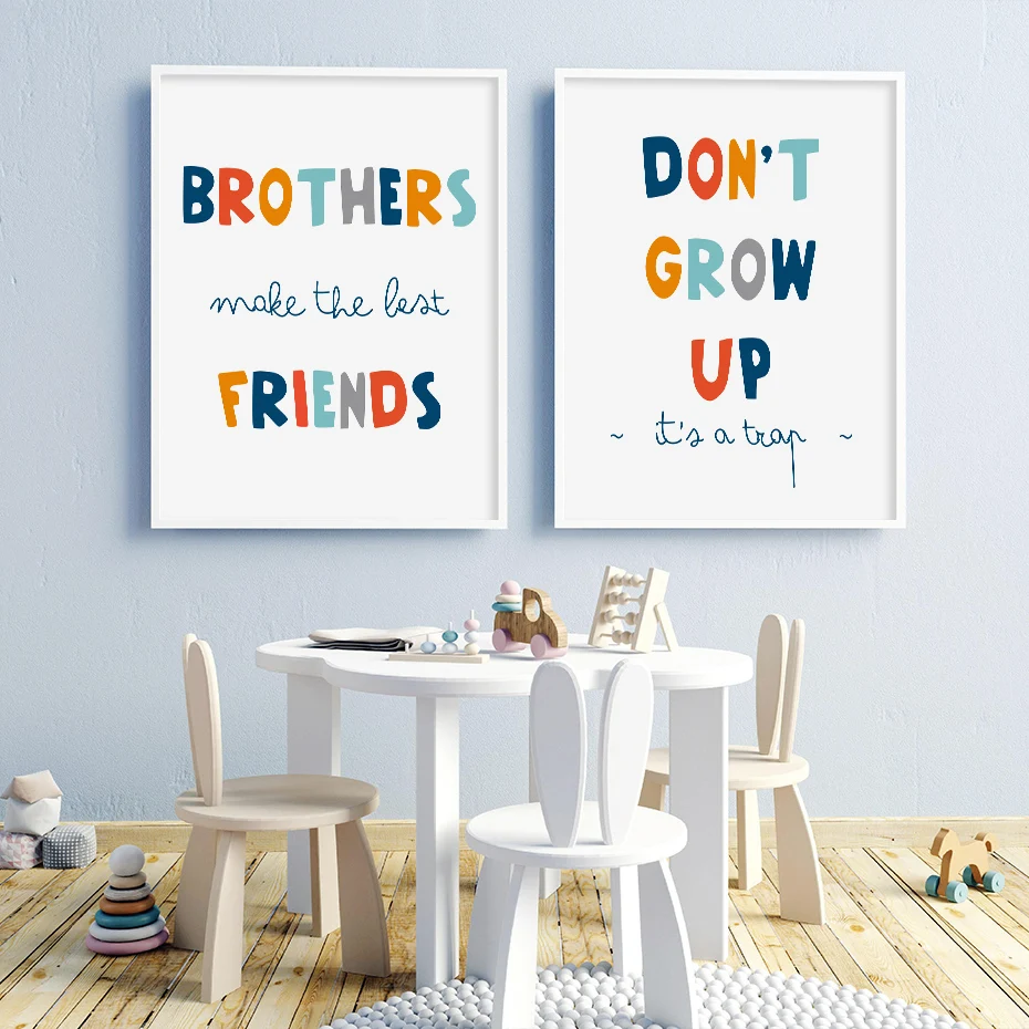 Не расти Мультяшные буквы Borthers холст фотография для мальчиков Детская