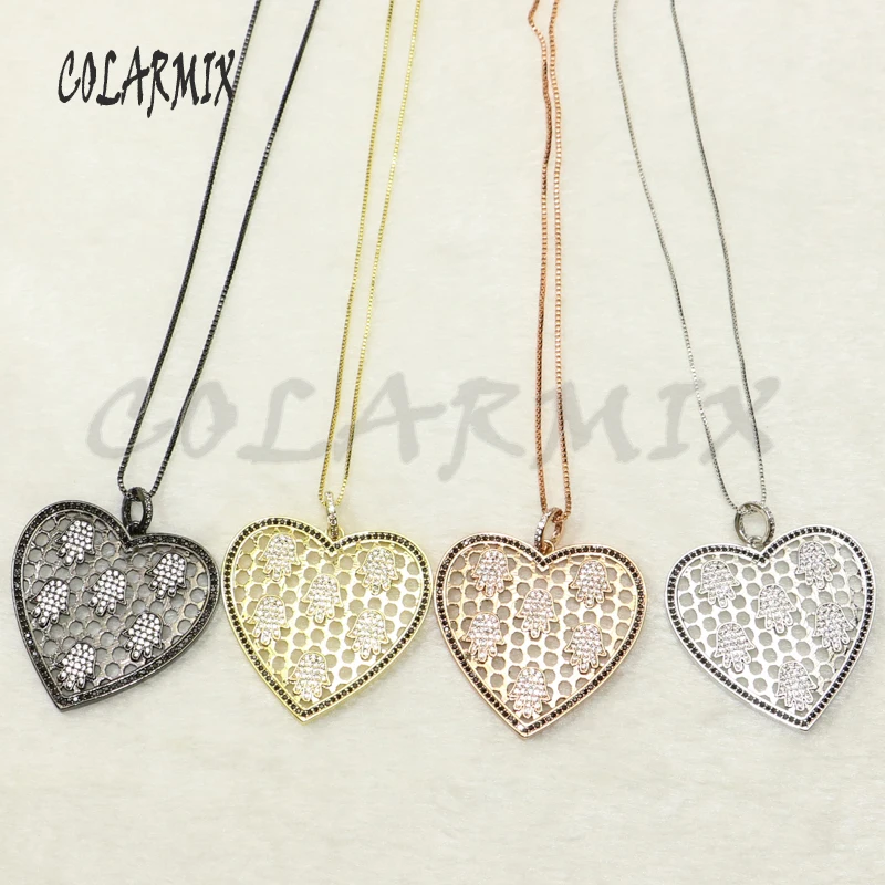 

5 pieces Heart Crystal pendants necklace fashion accessories heart necklace for women 50165