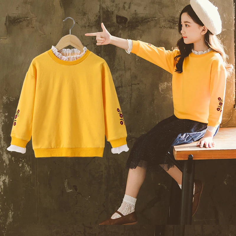 Толстовки для девочек Новинка 2019 года сезон весна осень пальто с цветочной