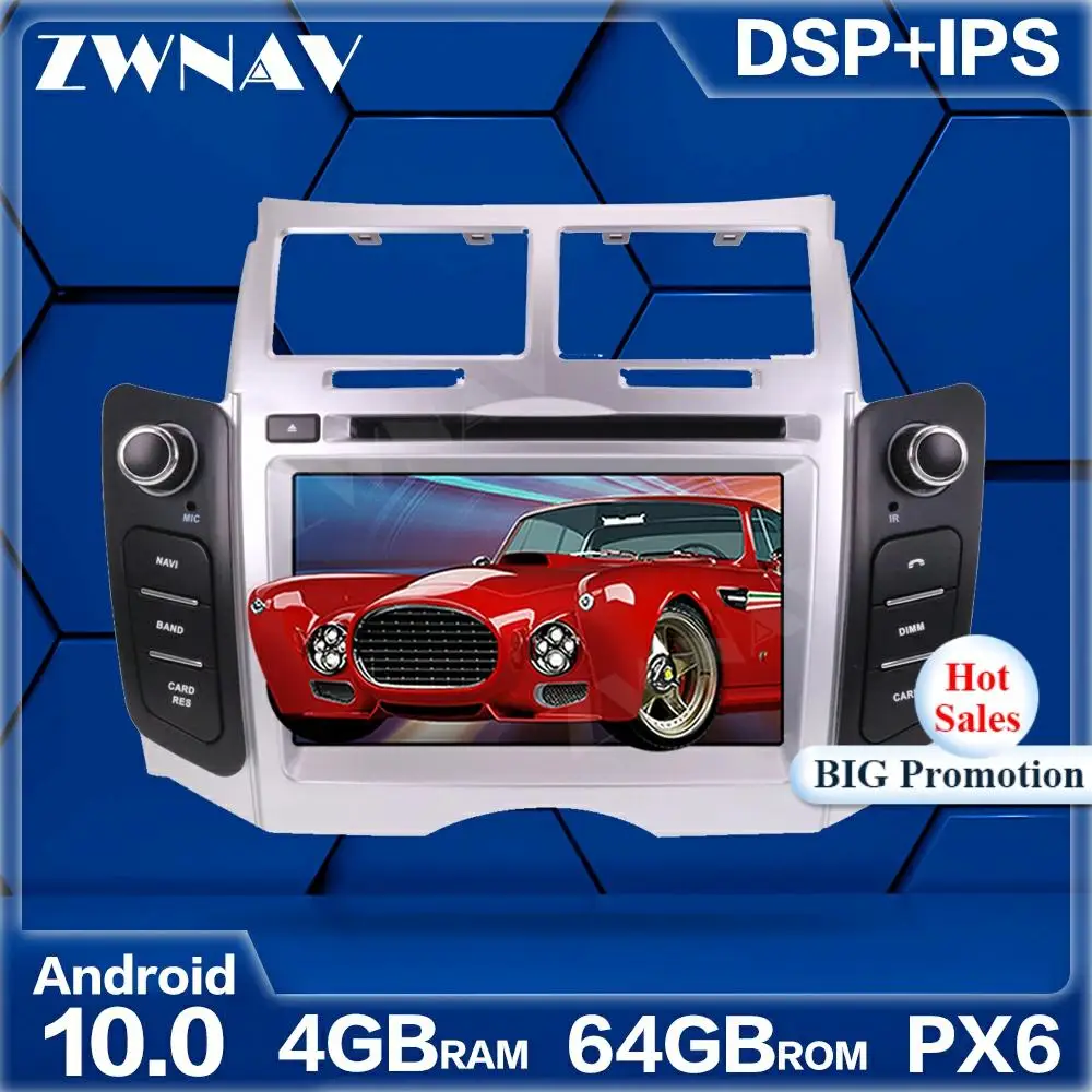Carplay Android 10 экран мультимедийный плеер для Toyota Yaris 2005 2006 2007 2008 2009 2010 2011 GPS аудио