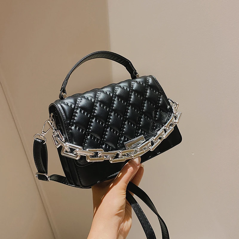 

Кожаная сумка высокого качества, роскошные брендовые сумки на плечо с толстой цепочкой для женщин, новинка 2021, сумка-мессенджер с ручками, м...