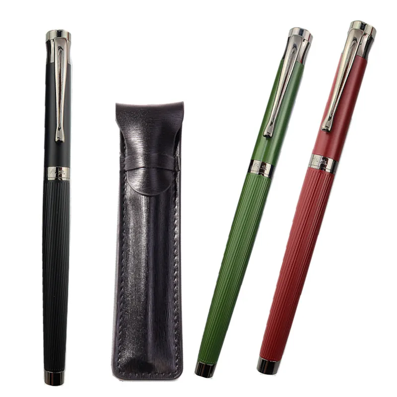 

Wing Sung Black Metal Fountain Pen Titanium Black F Nib Beautiful Tree Texture Excellent Writing Gift for Business Office