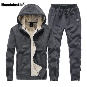 Мужской спортивный костюм с толстовкой Mountainskin, теплый спортивный костюм из двух предметов, толстовка с капюшоном, Осень-зима 2019