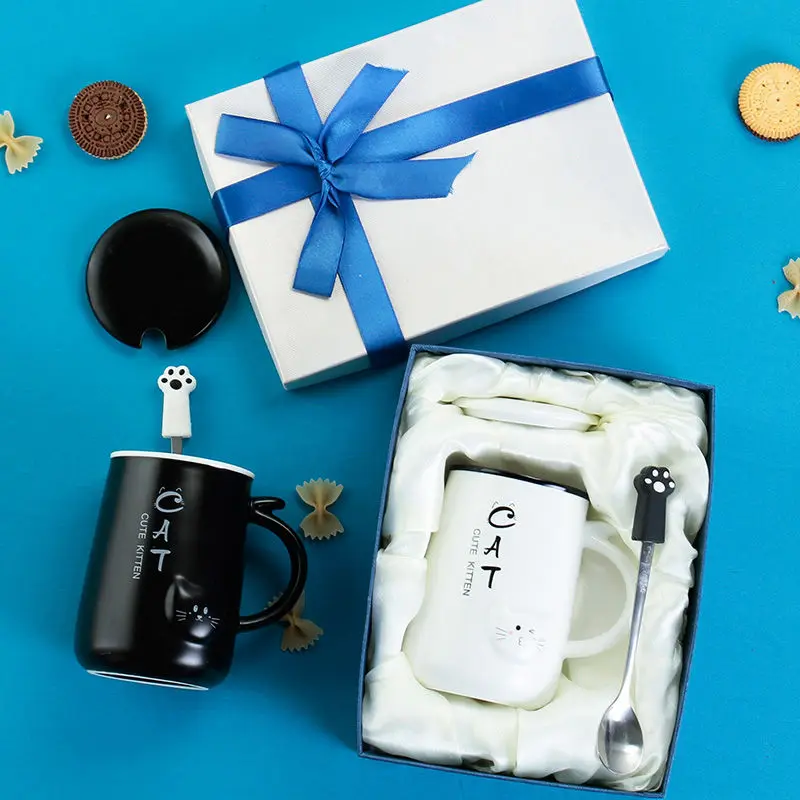 Чашка керамическая Женская Студенческая Милая кружка с крышкой ложкой чайная