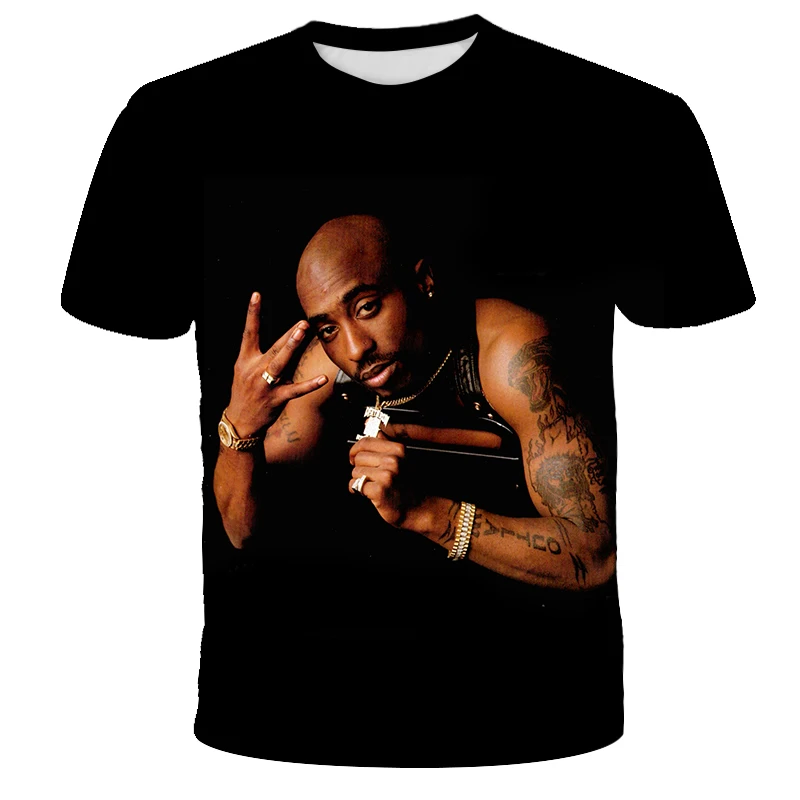 T5088 Новая летняя модная мужская и женская футболка Rapper 2pac Tupac 3d принт хип-хоп футболка s Повседневная крутая футболка для мужчин размера плюс 5XL - Цвет: T5088