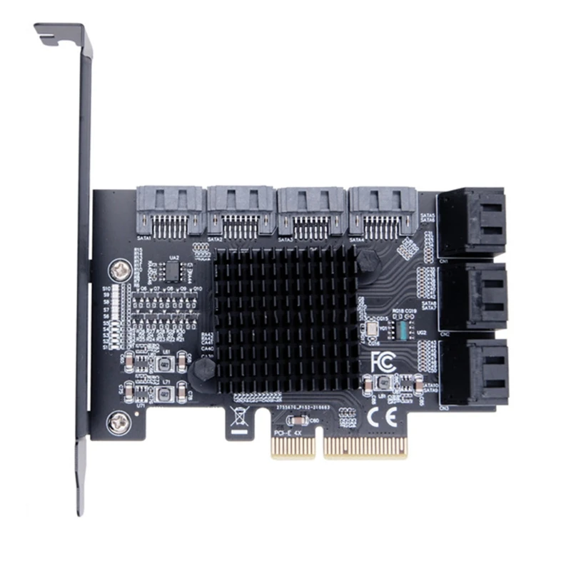 

10 Ports SATA3.0 Full Speed 6Gbps PCI Express PCIe 4X 8X 16X Expansion Card for Win7/8/10 Linux Desktop PC Super Fast