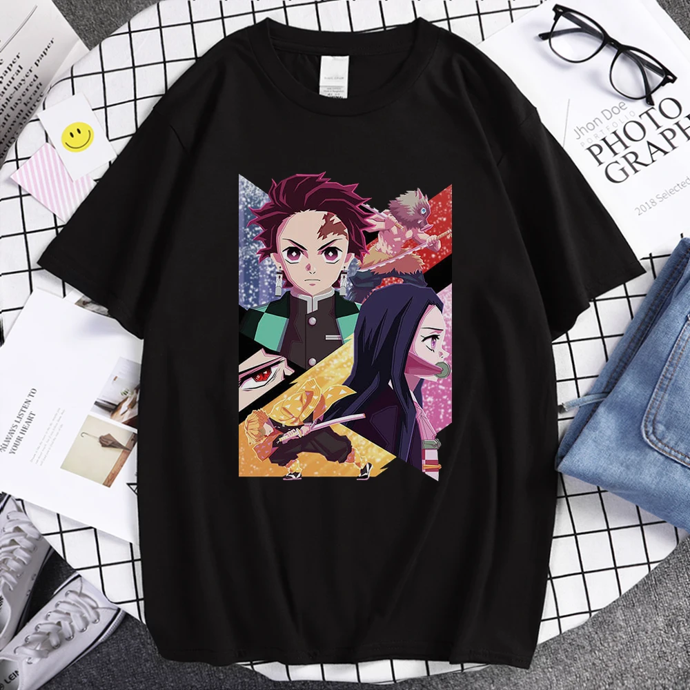 

Anime Demon Slayer Character Printing man Tshirt Comfortable Breathable T Shirt Casual o-neck Tops Simplicity Soft T-shirt Men