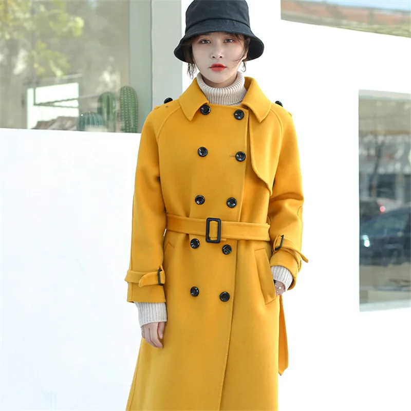 ALKMENE winter new double-faced cashmere coat women's long coat double-breasted woolen coat female cashmere coat