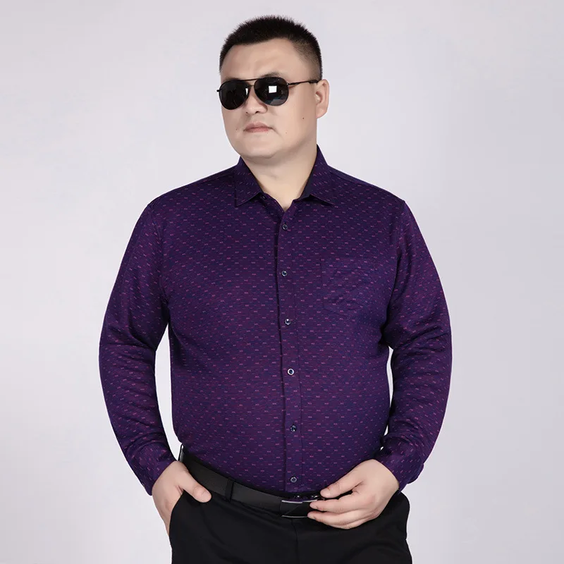 

Winter new men's fattening plus Plush Long Sleeve Shirt Men's fat fashion leisure printing warm shirt