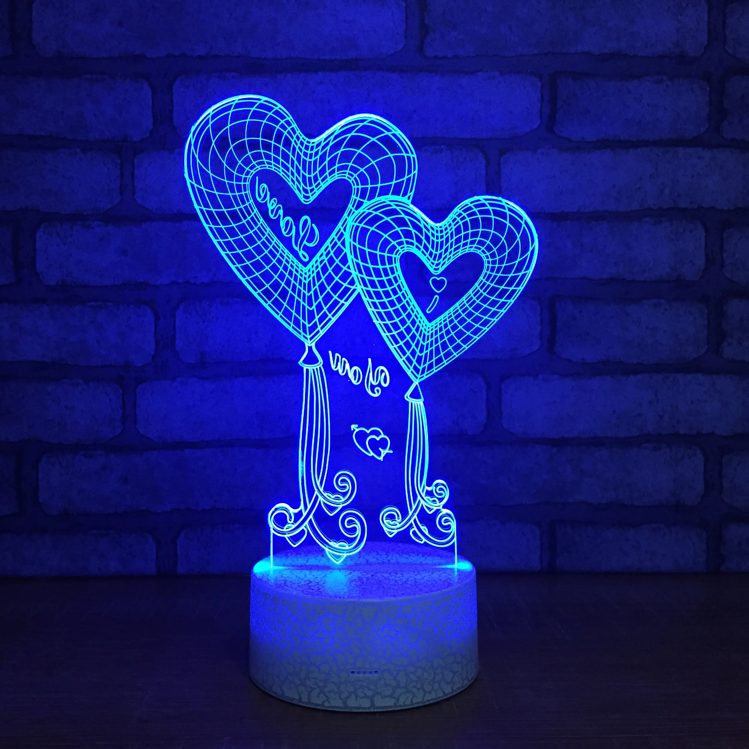 

7 Color Touch Remote Control 3D LED Night Light Heart Table Lamp Luminous Base for Home Living Room Decorations Creative Gift