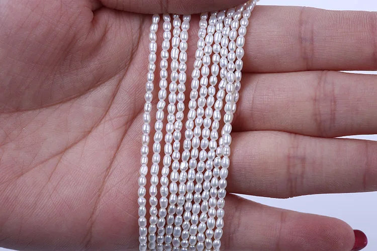 

Wholesale 2-3mm AA Rice Shape Freshwater Real Pearl Strand For Jewelry