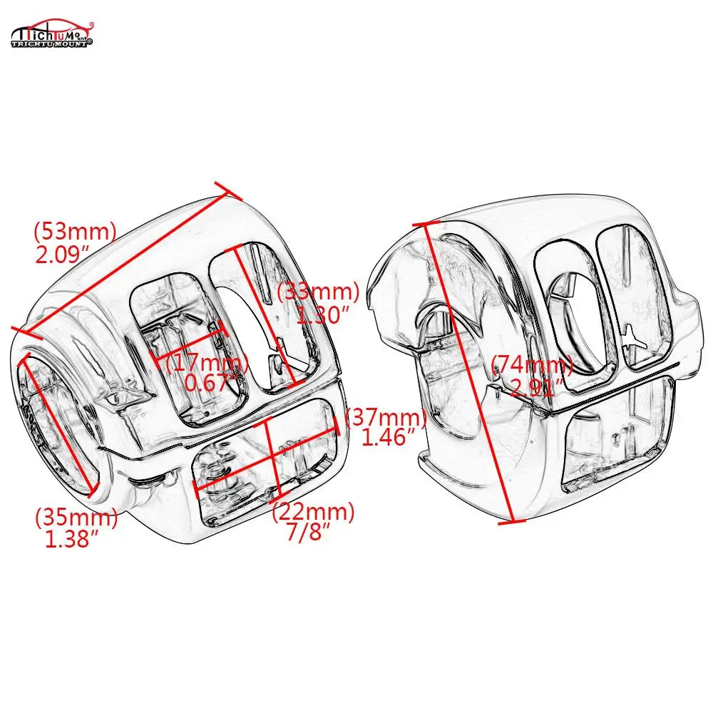 Мотоциклетные черные/хромированные корпуса переключателя управления на руль