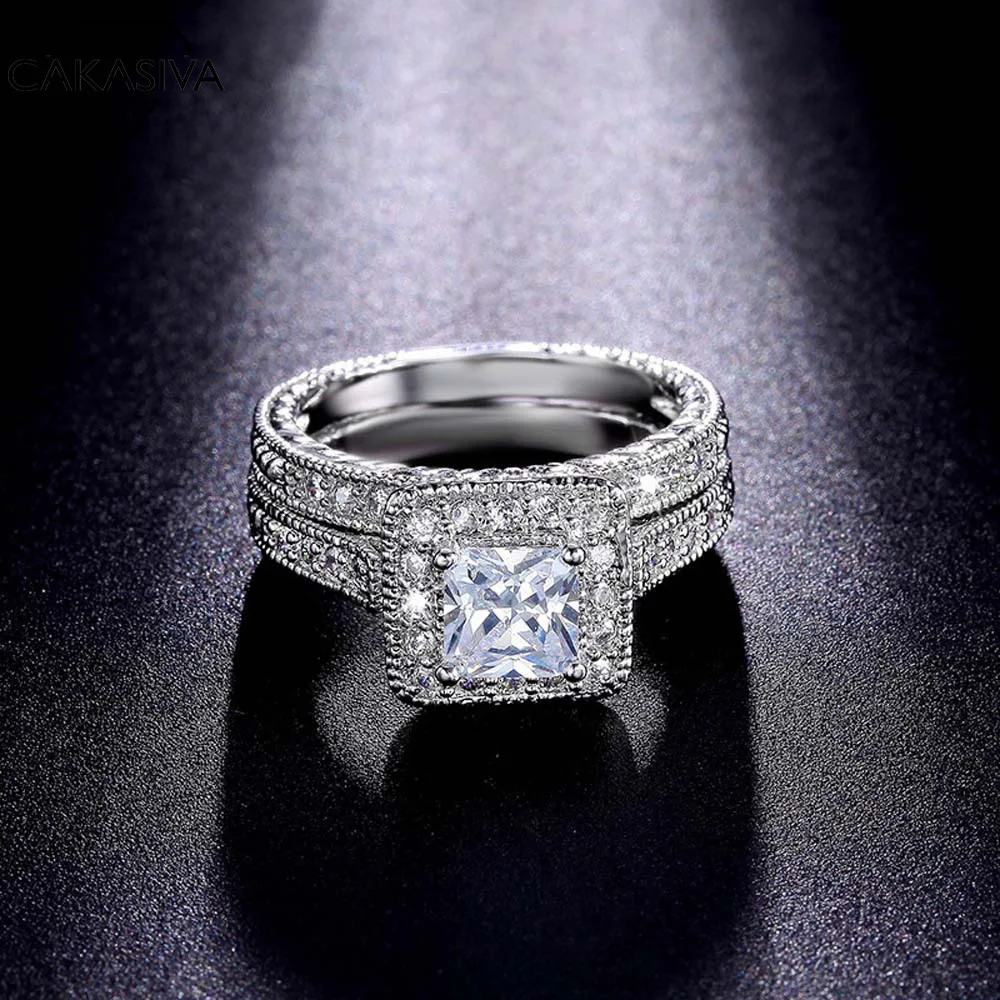 

S925 Silver Wedding Ring AAA Zircon Diamond Fashion Luxury Couples Ring Fine Jewelry for Women Engagment Party Gift