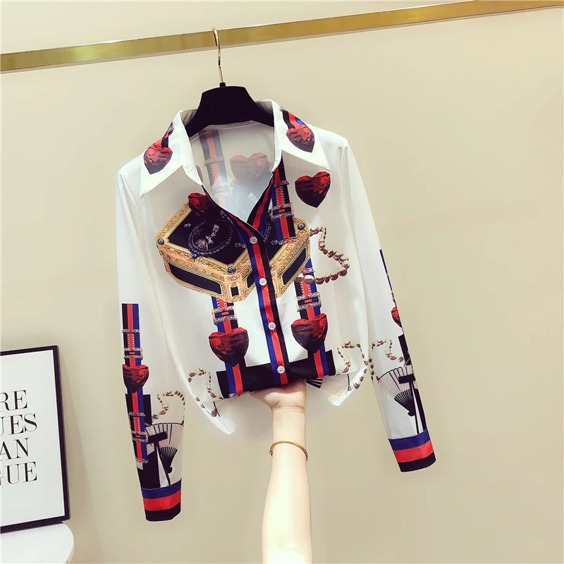 

XUXI 2020 Women Fashion Printing Shirt Summer New Chiffon Blouse Vintage Top Womens Tops And Blouses Chemise Femme FZ052