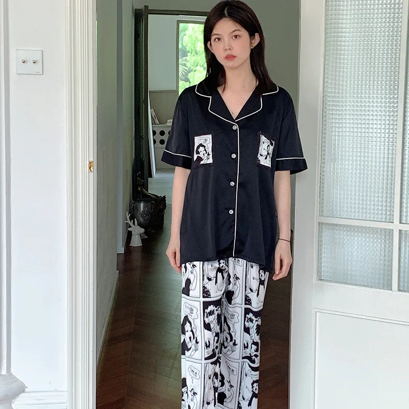 QSROCIO летний женский пижамный комплект крутая модная Пижама с V-образным вырезом и