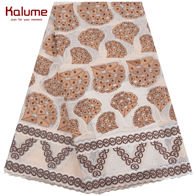 

Kalume 2020 High Quality African Lace Fabric Cotton Fabric Embroidery Swiss Voile Cotton Lace Fabric For Nigerian Dress F2124