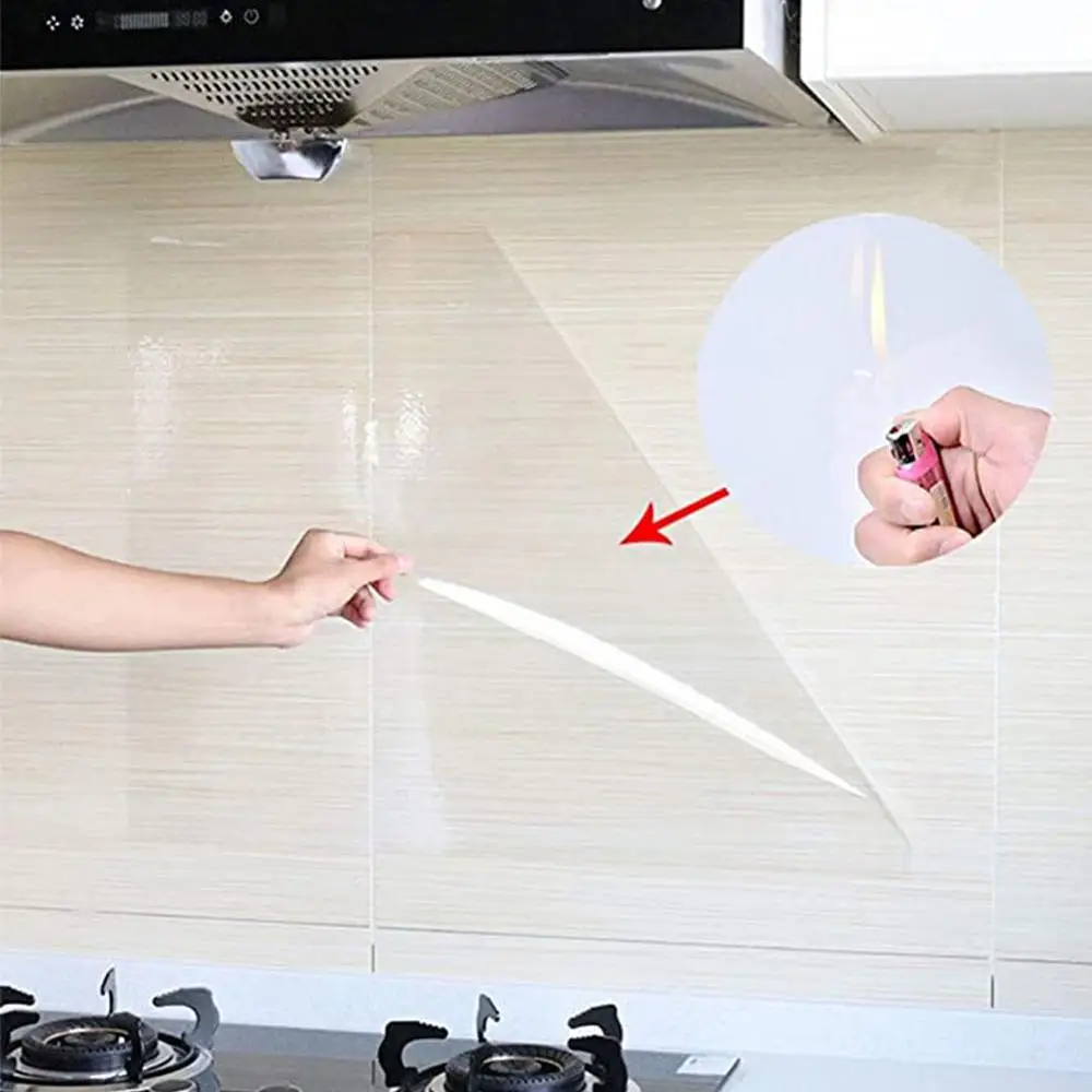 

Kitchen Oil Proof Wall Sticker Clear Glossy Self Adhesive Film Covering Removable Protective Film Shelf Drawer Liner 60x90CM