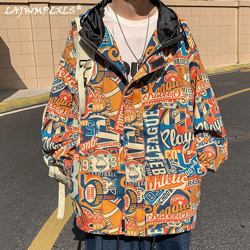 

2021 Spring Bomber Jacket Men Patchwork printing Mens Jackets And Coats Streetwear Hoody Outerwear Male Hip Hop Tracksuit