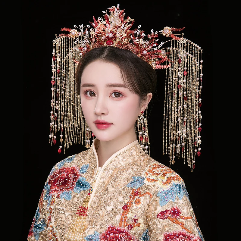 Свадебные короны Феникс красные кристаллы императрица головной убор Принцесса