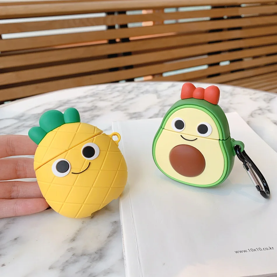 3D беспроводной Bluetooth чехол для наушников Durian Apple Airpods 2 с авокадо силиконовый Air Pods