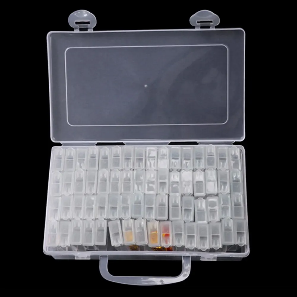 24/64 Slots Bottles Diamond Painting Storage Box Plastic Nail Art Organizer Rhinestone Beads Case Holder Container Accessories | Дом и сад